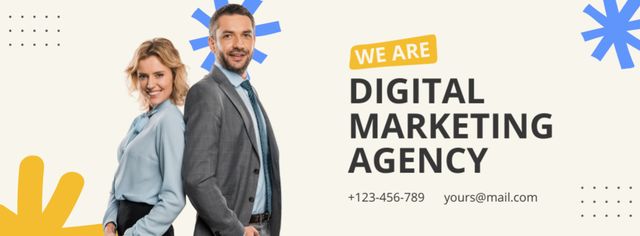 Ontwerpsjabloon van Facebook cover van Digital Marketing Agency Ad with Businesspeople