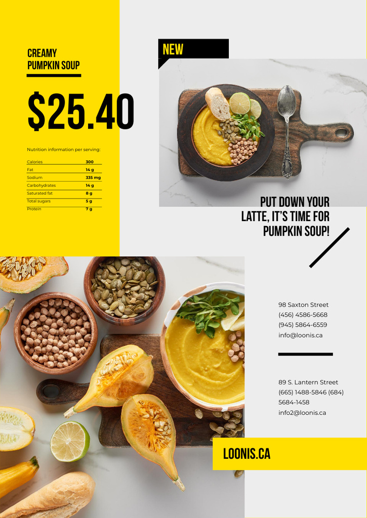 Recipe of Creamy Pumpkin Soup Poster A3 – шаблон для дизайну
