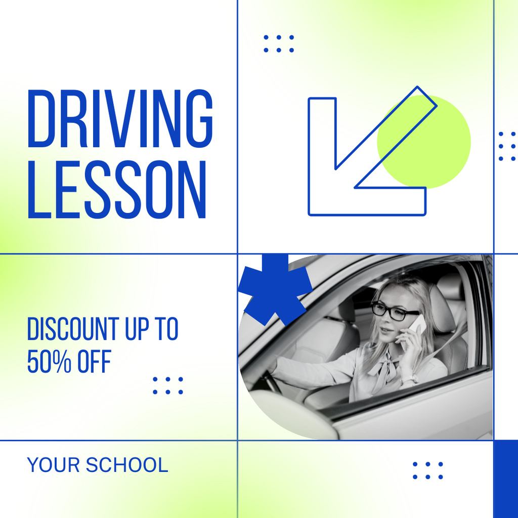 Plantilla de diseño de Confidence-boosting Driving Lessons At Discounted Rates Offer Instagram AD 