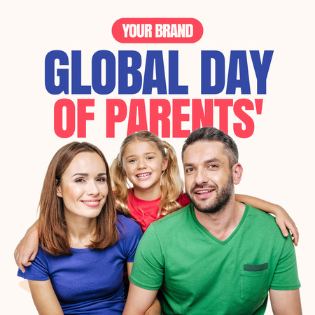 Happy Den Rodičů Oznámení V Bílé Instagram Šablona návrhu