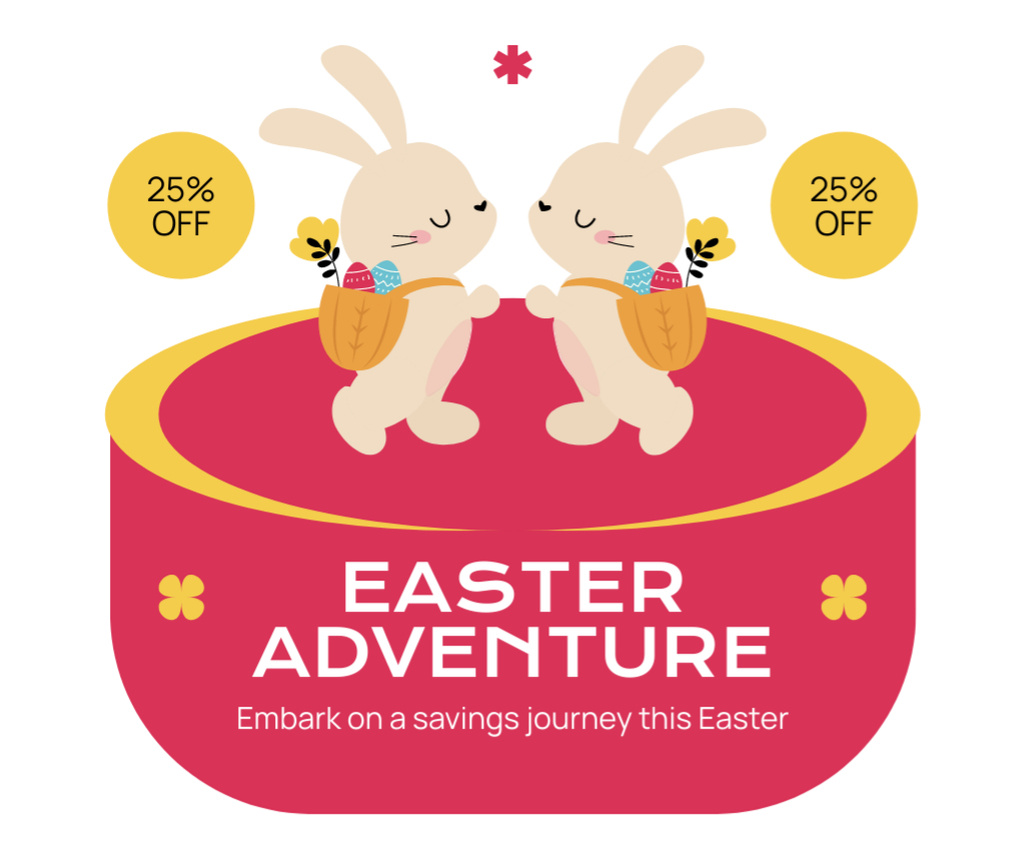 Ontwerpsjabloon van Facebook van Easter Holiday Adventure with Cute Bunnies