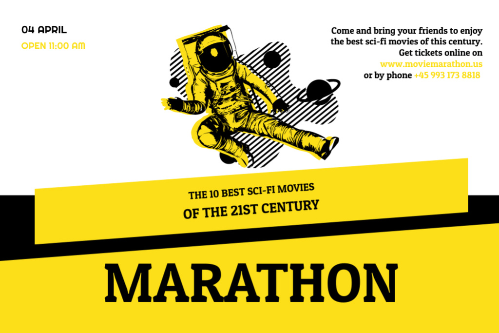Remarkable Sci-fi Movies Marathon Promotion In April Flyer 4x6in Horizontal Šablona návrhu
