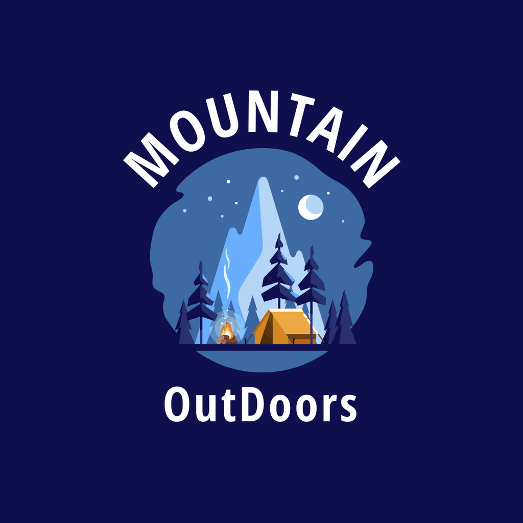 Travel Tour Offer with Night Mountains Logo 1080x1080px tervezősablon