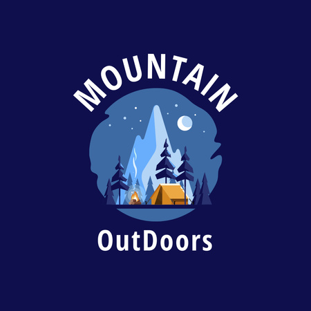 Travel Tour Offer with Night Mountains Logo 1080x1080px – шаблон для дизайна