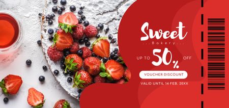 Platilla de diseño Valentine's Day Sweets Discount Offer in Red Coupon Din Large