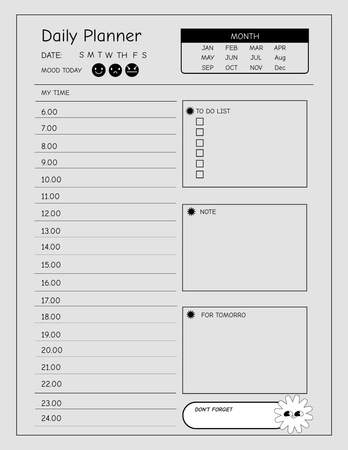 Detailed Daily Timetable in Grey Notepad 8.5x11in Design Template
