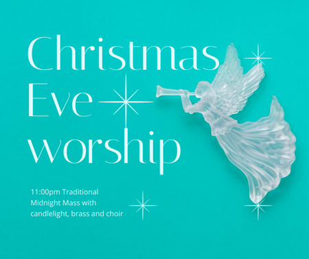 Christmas Eve Worship Announcement with Angel Facebook Design Template