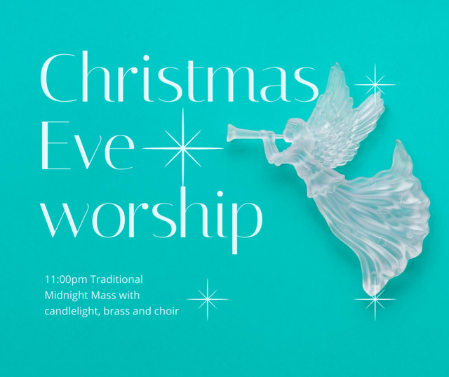 Christmas Eve Worship Announcement with Angel Facebook Tasarım Şablonu