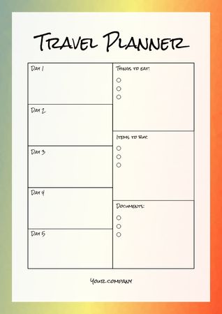 Daily Travel Planner with Bright Border Schedule Planner Design Template