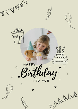 Bright Birthday Holiday Celebration Postcard 5x7in Vertical Design Template