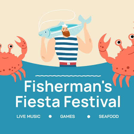 Modèle de visuel Annonce d'un événement pour les pêcheurs avec des crabes mignons - Animated Post