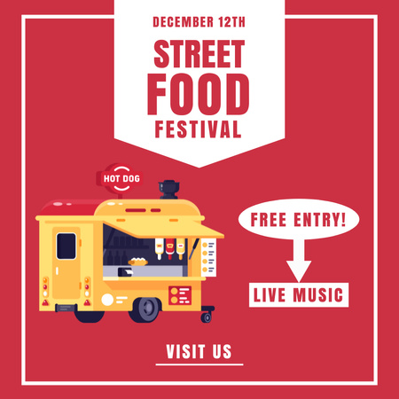 Street Food Festival Announcement with Live Music Instagram tervezősablon