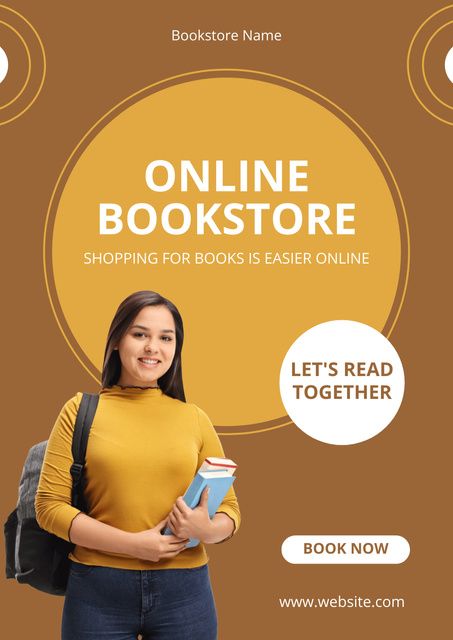 Ontwerpsjabloon van Poster van Online Bookstore's Ad