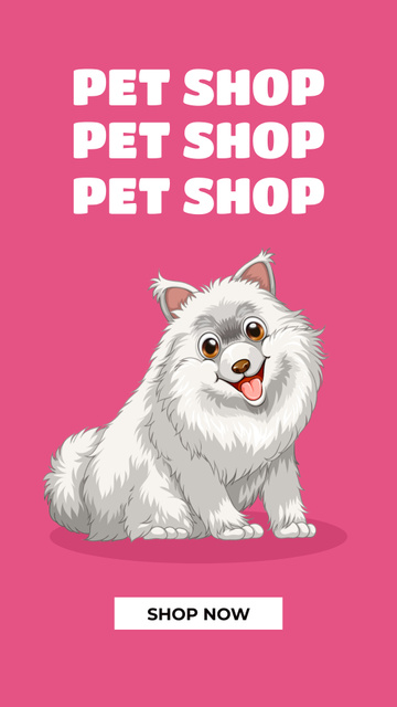 Pet Shop Ad with Cute Dog Instagram Story tervezősablon