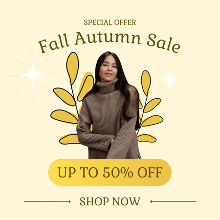 Platilla de diseño Stylish Knitwear And Autumn Clearance Offer Animated Post