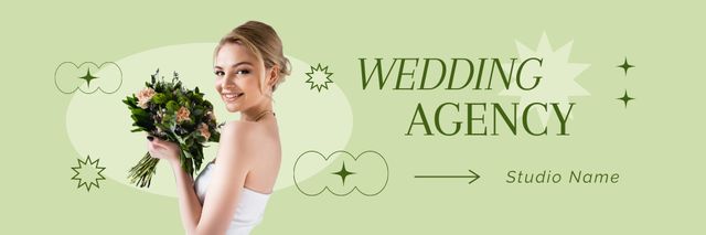 Offer of Services of Wedding Agency on Green Email header Tasarım Şablonu