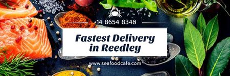 Delivery Offer for Seafood Cafe Email header Design Template
