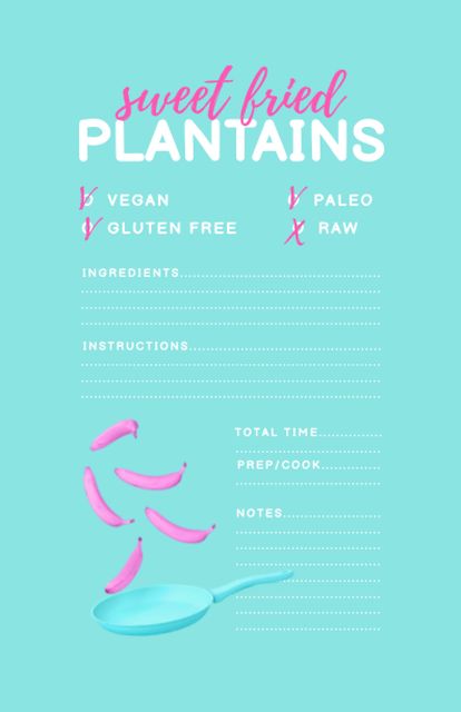 Sweet Fried Plantains Cooking Steps Recipe Card Design Template