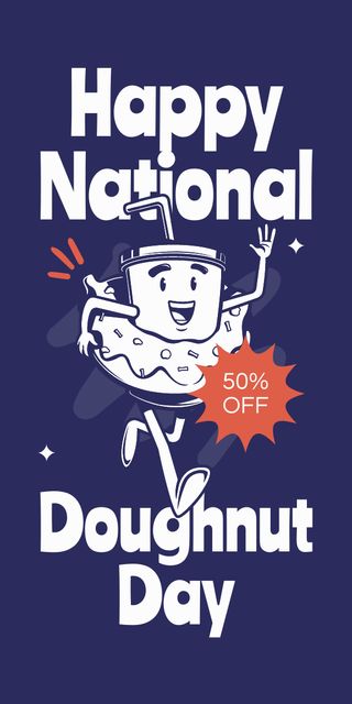 National Doughnut Day Greeting with Offer of Discount Graphic – шаблон для дизайну