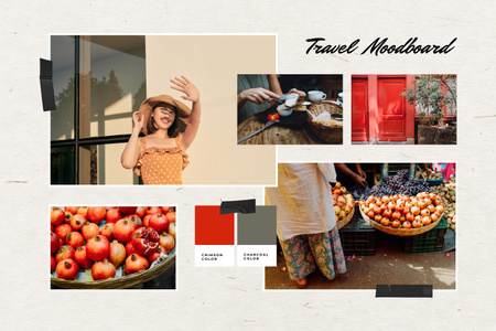 Travel inspiration with local Market Mood Board Design Template