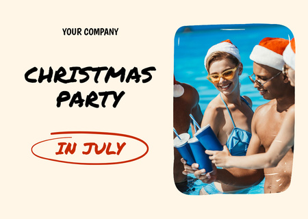 Christmas Party in July with Merry Youth Flyer A6 Horizontal Design Template