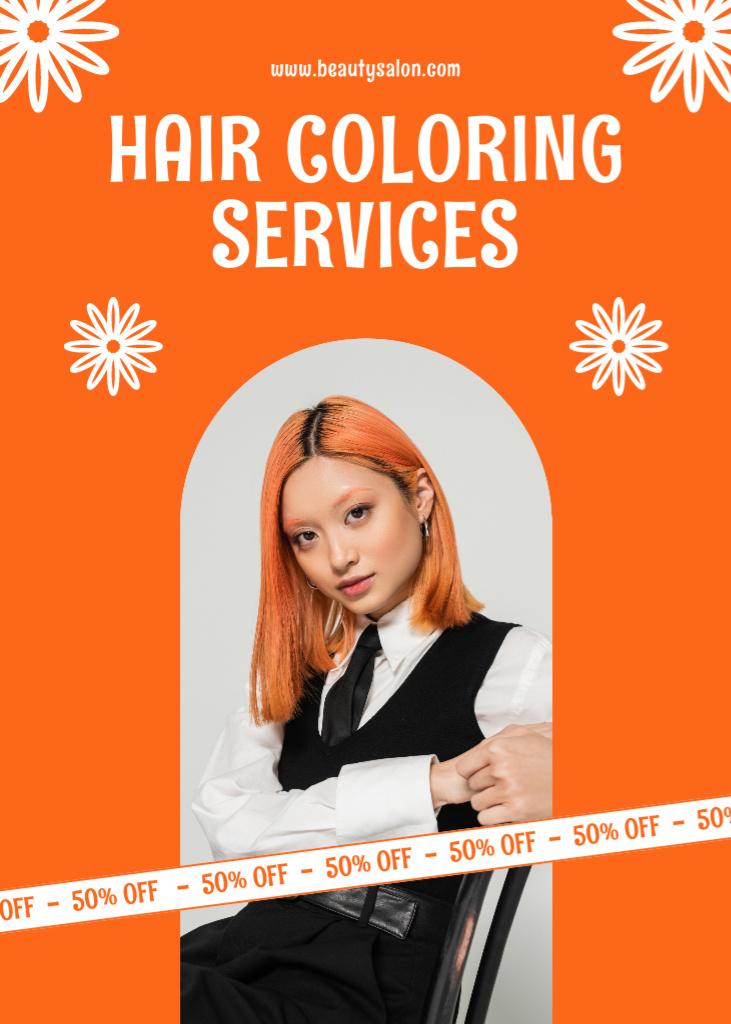 Hair Coloring Services Ad Layout Flayer Πρότυπο σχεδίασης