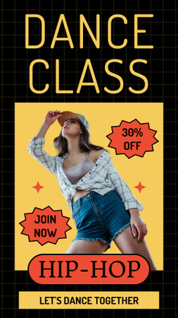 Promotion of Dance Class with Woman dancing Hip Hop Instagram Story Design Template