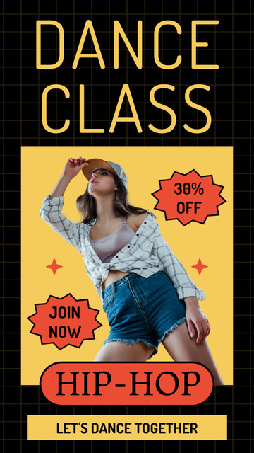 Template di design Promotion of Dance Class with Woman dancing Hip Hop Instagram Story