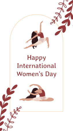 Egzersiz Yapan Kadınla Kadınlar Günü Tebrik Instagram Story Tasarım Şablonu