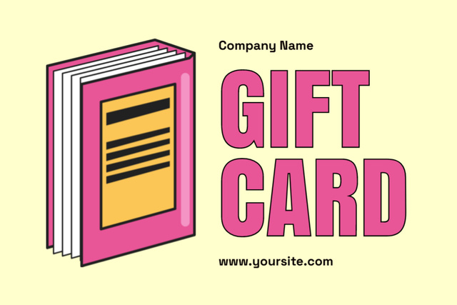 Gift Voucher for School Items with Pink Textbook Gift Certificate Design Template