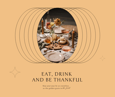 Thanksgiving Holiday Greeting with Festive Dinner Facebook tervezősablon