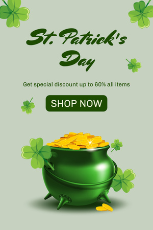 St. Patrick's Day Slevová nabídka s hrnec zlatých mincí Pinterest Šablona návrhu