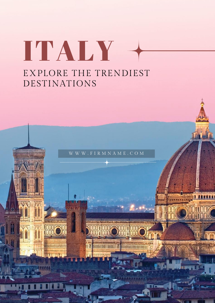 Tours to Italy With Trendiest Destinations Postcard A6 Vertical Tasarım Şablonu