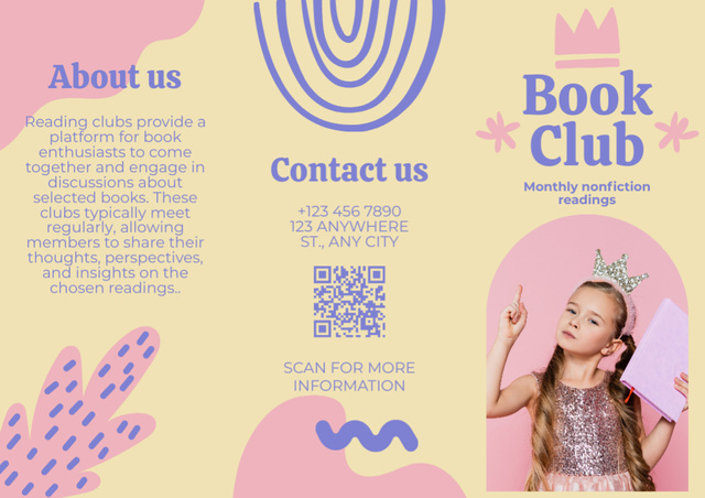 Szablon projektu Book Club Ad with Cute Little Girl Brochure