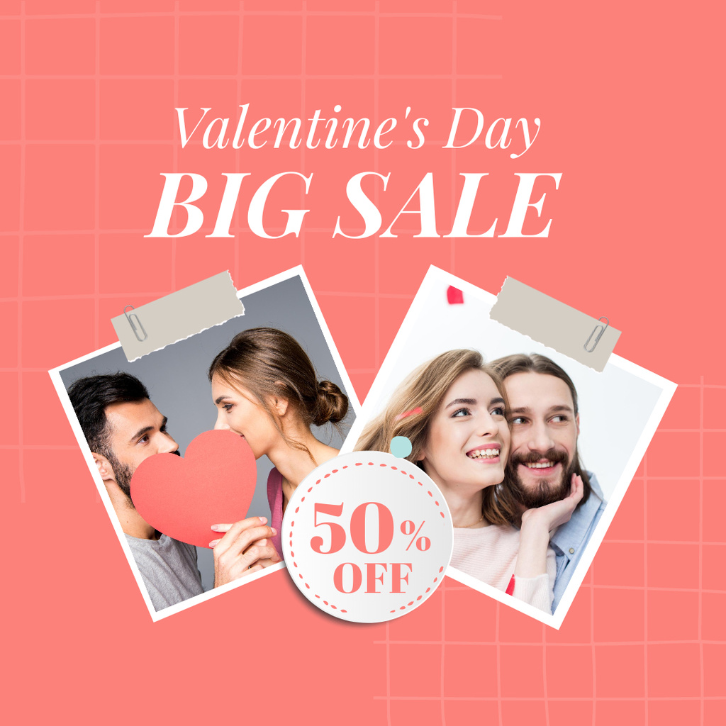 Big Sale Announcement on Valentine's Day Instagram tervezősablon