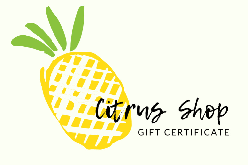 Summer Sale Announcement with Pineapple Gift Certificate Design Template