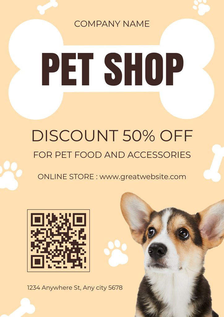 Pet Food and Accessories Offer Poster Design Template