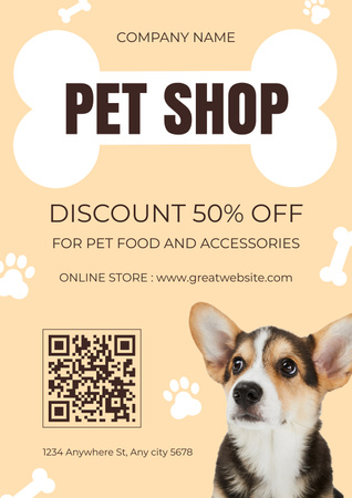 Modèle de visuel Offre d'aliments et d'accessoires pour animaux de compagnie - Poster