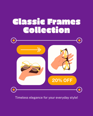 Discount on Glasses with Classic Frames Instagram Post Vertical Design Template