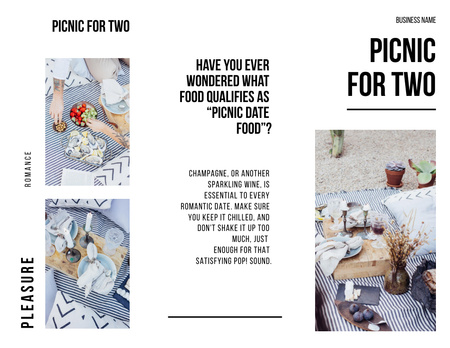 Happy Couple on Romantic Picnic Brochure 8.5x11in Z-fold Design Template