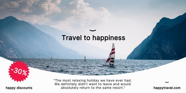 Ontwerpsjabloon van Twitter van Travel Inspiration with Sailboat in Bay