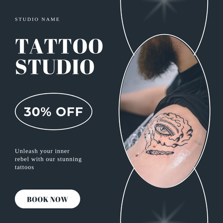 Plantilla de diseño de Abstract Tattoos With Discount In Studio Instagram 