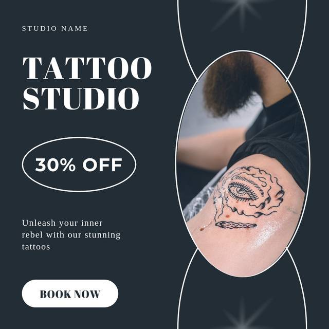 Abstract Tattoos With Discount In Studio Instagram Design Template