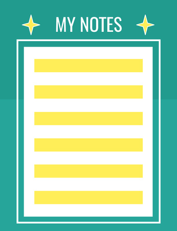 Simple Green Daily Planner with Yellow Lines Notepad 107x139mm Design Template