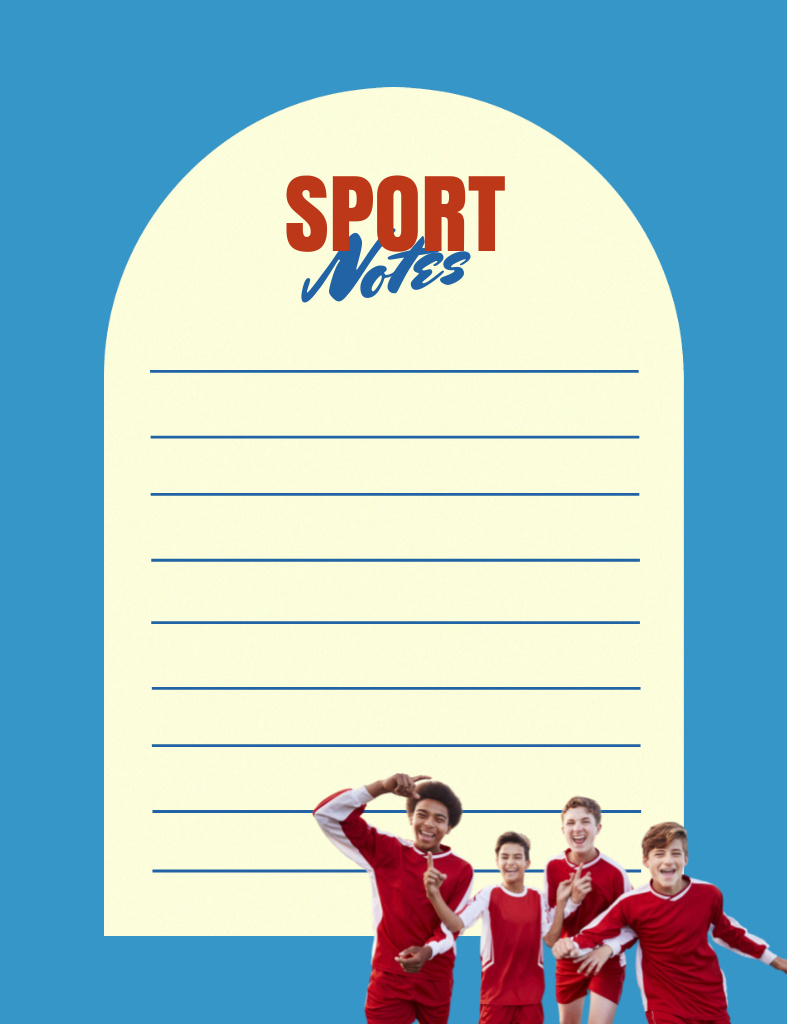 Ontwerpsjabloon van Notepad 107x139mm van Sport Diary With Children In Red Uniform