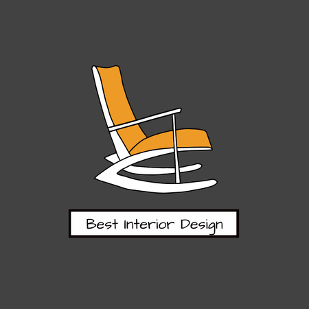 Ad of Best Interior Design with Illustration of Chair Animated Logo tervezősablon