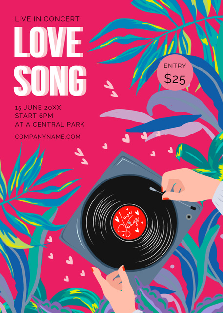 Template di design Love Song playing on Vinyl Flayer