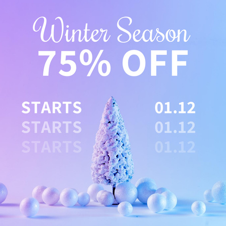 Plantilla de diseño de anuncio de venta de invierno con decoración Instagram 