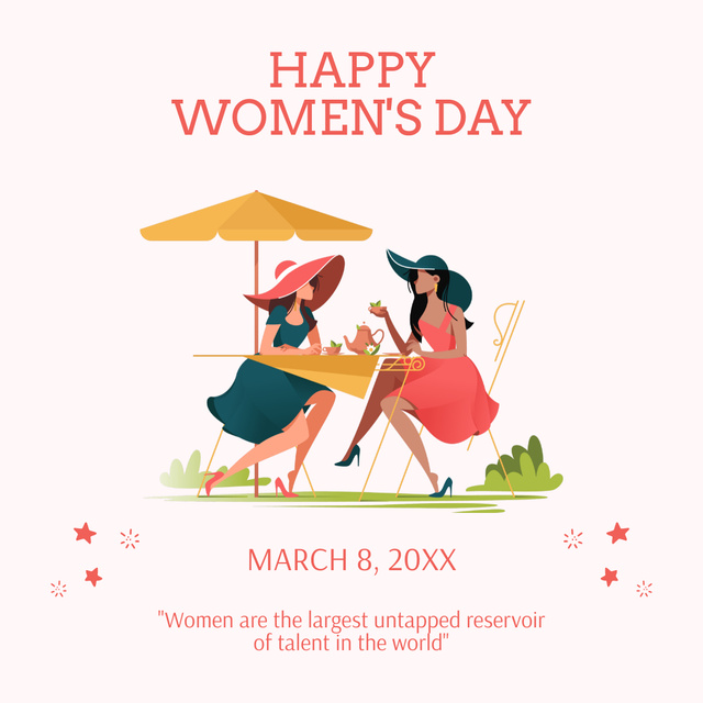Girlfriends celebrating International Women's Day Instagram Design Template