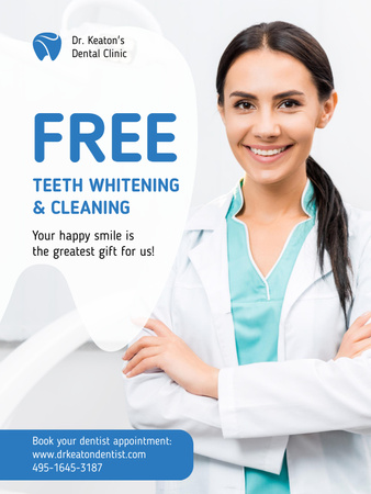 Ontwerpsjabloon van Poster US van Dentistry Promotion with Dentist Wearing Mask